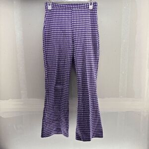 Sky City New York Purple White Plaid Bell Bottoms Vintage Polyester 27x27